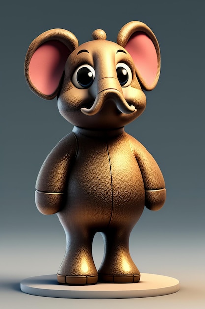 Simpatico cartone animato Baby Elefante Antropomorfo Rendering 3D Personaggio Modello Figura a mano Prodotto Kawaii