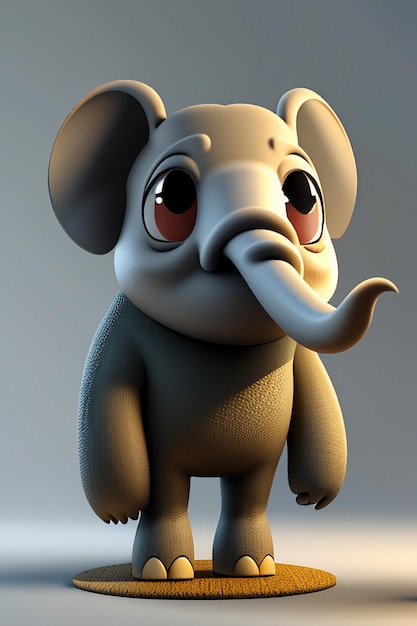 Simpatico cartone animato Baby Elefante Antropomorfo Rendering 3D Personaggio Modello Figura a mano Prodotto Kawaii