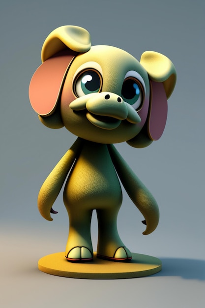 Simpatico cartone animato Baby Elefante Antropomorfo Rendering 3D Personaggio Modello Figura a mano Prodotto Kawaii