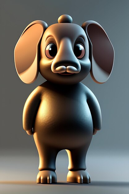 Simpatico cartone animato Baby Elefante Antropomorfo Rendering 3D Personaggio Modello Figura a mano Prodotto Kawaii
