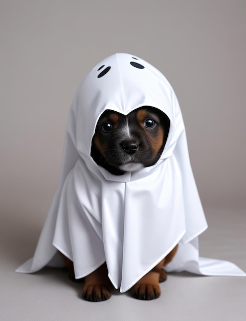 simpatico costume da fantasma di Halloween da cucciolo