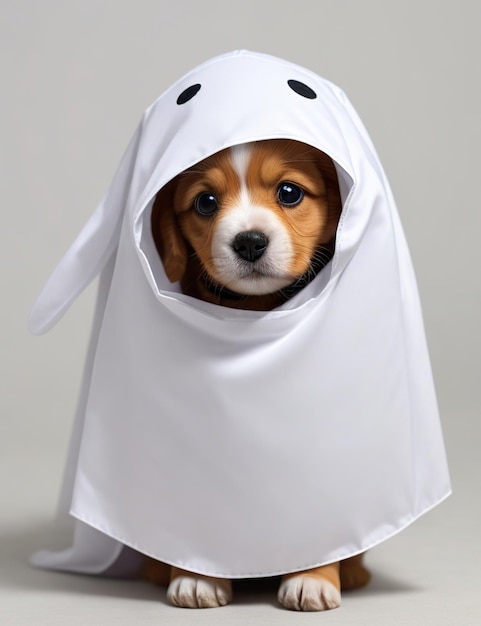 simpatico costume da fantasma di Halloween da cucciolo