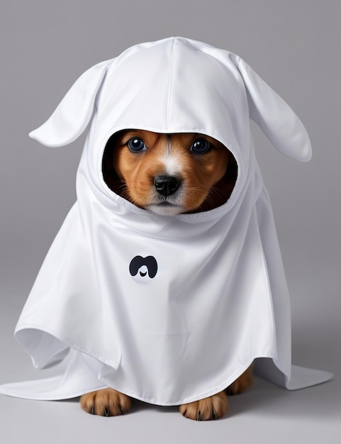 simpatico costume da fantasma di Halloween da cucciolo