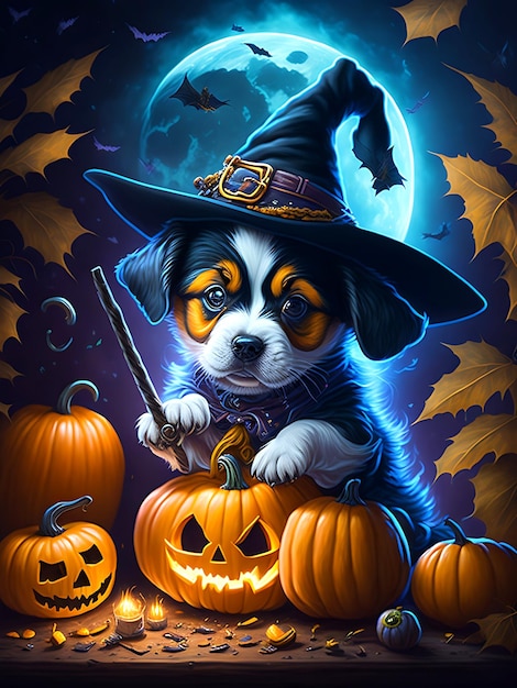 Simpatico cucciolo di Halloween Ai generativo