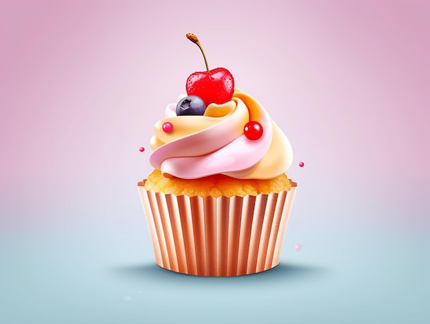 Simpatico cupcake in colori pastello generato dall'IA