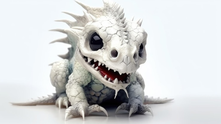 Foto simpatico drago zombie su sfondo bianco illustrazione hd