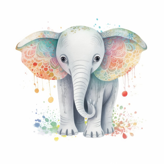 Simpatico elefante ad acquerello Illustrazione AI GenerativexA
