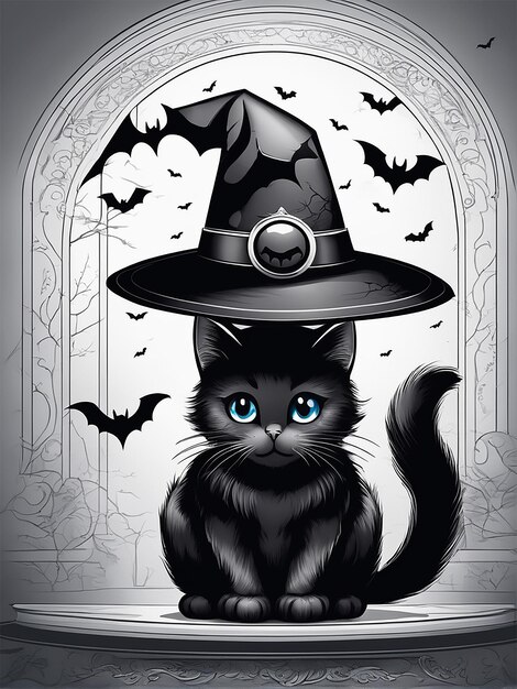simpatico gattino cappello strega di halloween