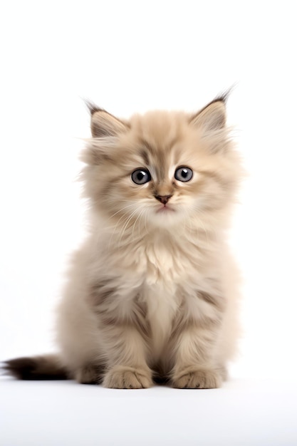 Simpatico gattino soffice e piccolo con occhi bellissimi è seduto o riposante Giorno del gatto British shorthair