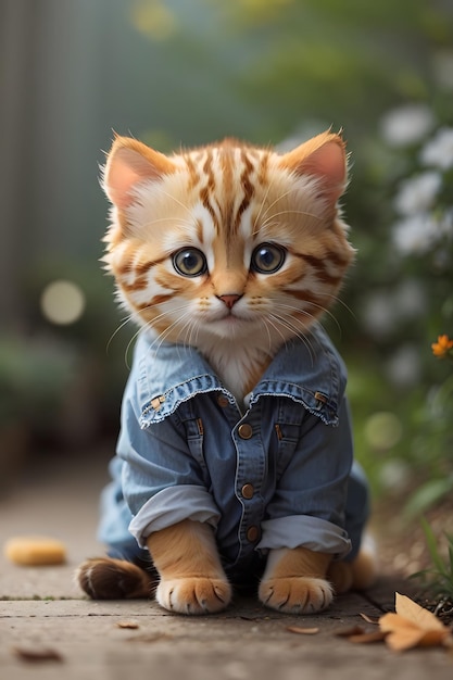 Simpatico gatto che indossa panni generativi ai