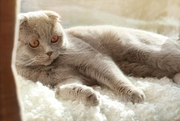 Foto simpatico gatto che riposa sul davanzale della finestra a casa