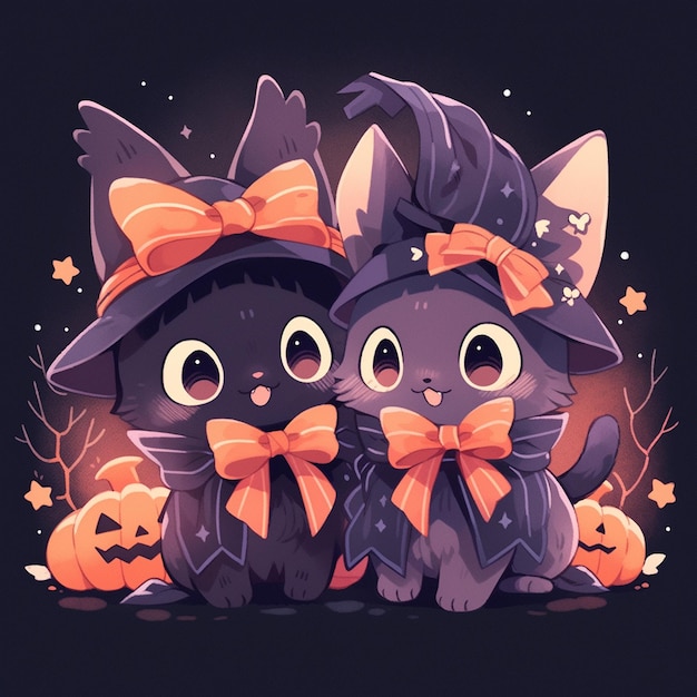 simpatico gatto gemello con halloween