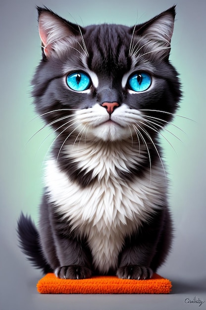 Simpatico gattoDigital creative designer artAI illustrazione