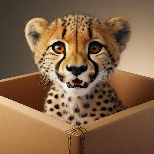 Simpatico ghepardo nella scatola Arte digitale