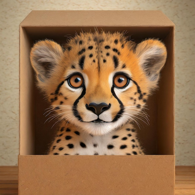 Simpatico ghepardo nella scatola Arte digitale