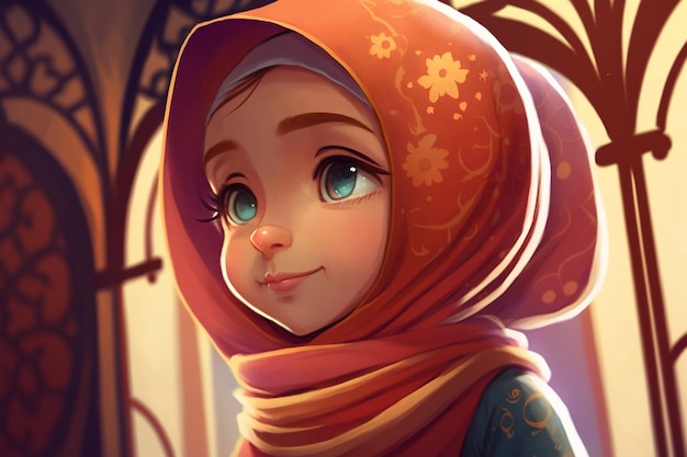 Simpatico hijab musulmano Eid-al fitr celebrazione sfondo figlia