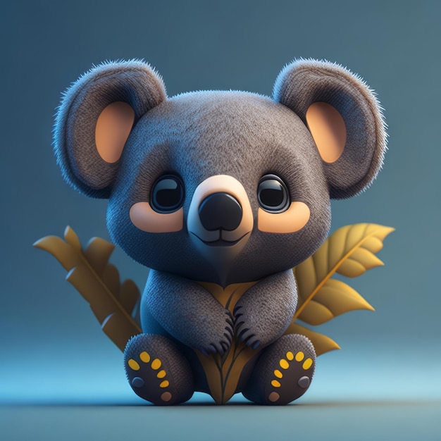 simpatico koala animato 3d iperrealistico minuscolo