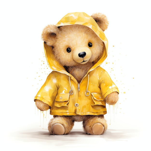 Simpatico orso acquerello con cappotto in inverno illustrazione orsacchiotti clipart