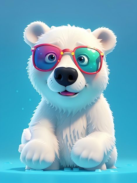 simpatico orso polare con schizzi di occhiali da sole