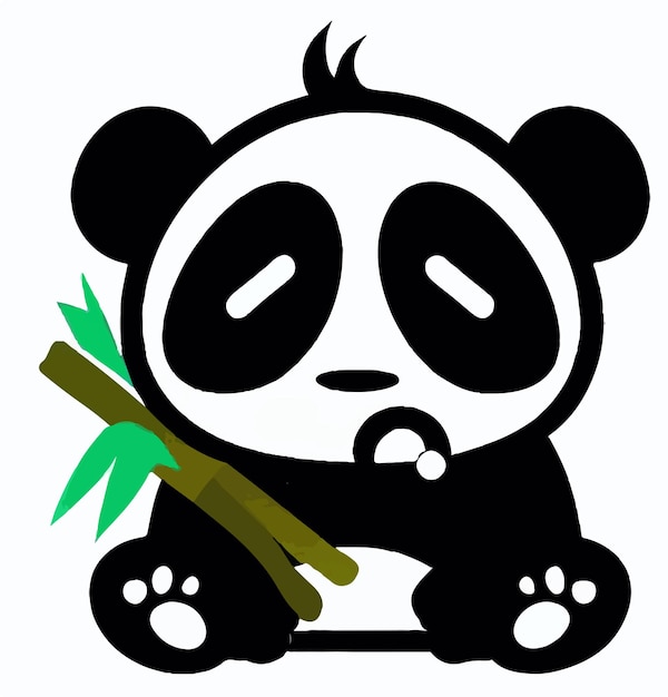 simpatico panda che mangia illustrazione di bambù