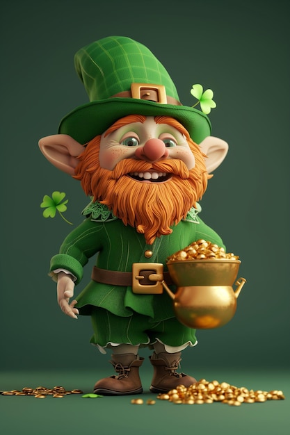 Simpatico personaggio 3d del leprecauno