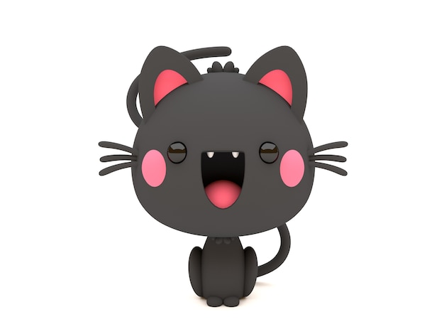 Simpatico personaggio 3D Halloween Black Cat in stile Kawaii