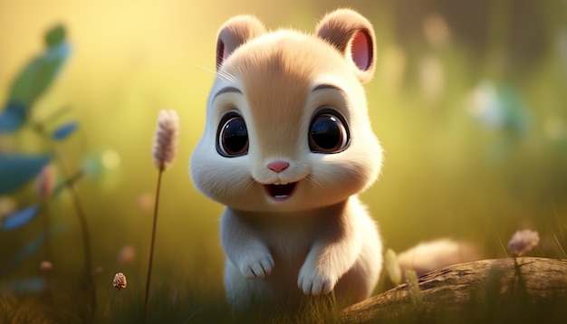 simpatico personaggio animale bambino stile pixar colorato e carino