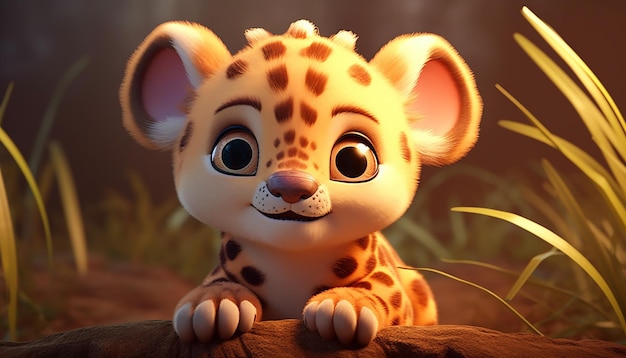 simpatico personaggio animale bambino stile pixar colorato e carino