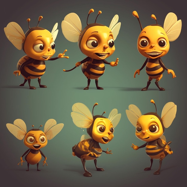 simpatico personaggio ape 2d pose