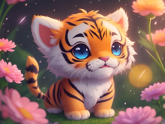 Simpatico personaggio chibi tigre birichino e adorabile