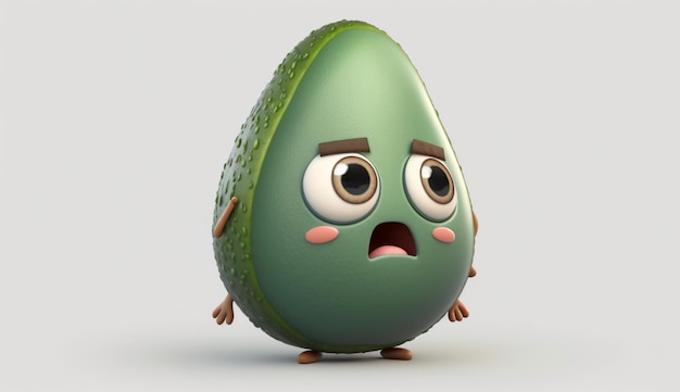 Simpatico personaggio dei cartoni animati di avocado AI generativa