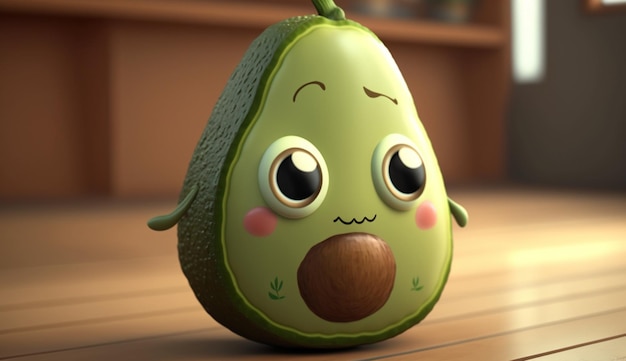 Simpatico personaggio dei cartoni animati di Avocado Generative AI