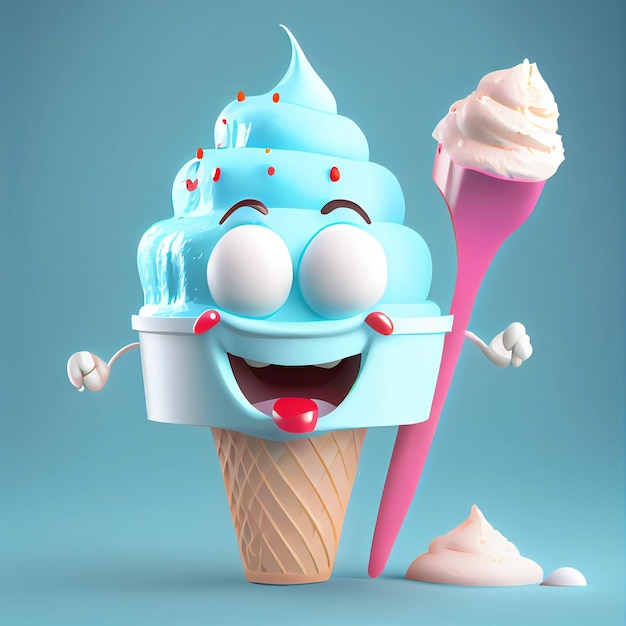 Simpatico personaggio del gelato 3D rendering