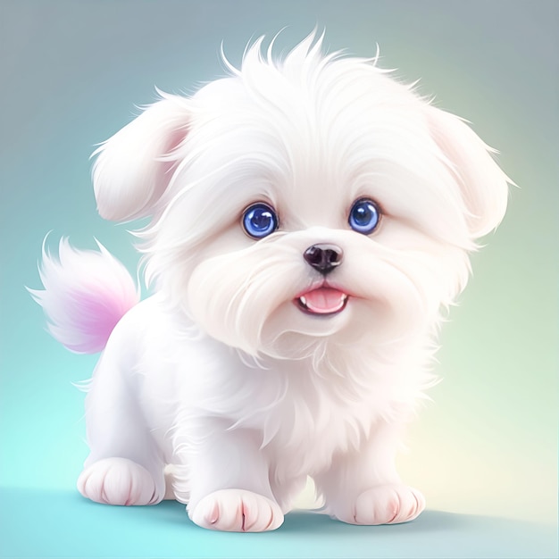 Simpatico personaggio di Chibi White Dog AI generativa