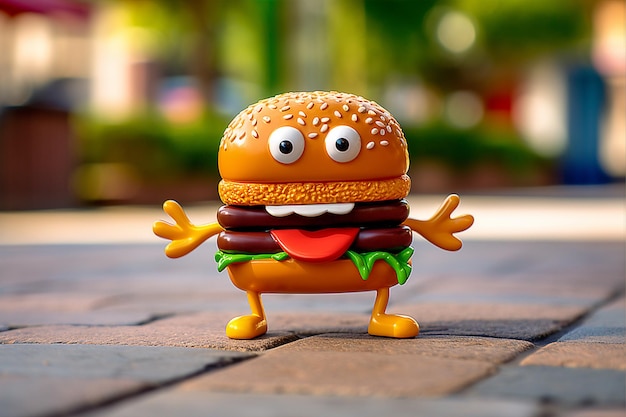 Simpatico personaggio sorridente dell'hamburger AI Generative