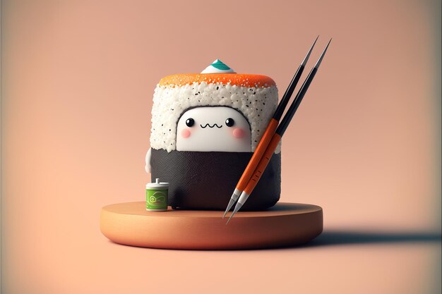 simpatico personaggio sushi -ai generativo