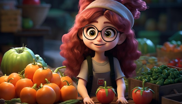 simpatico personaggio vegano pixar 3d