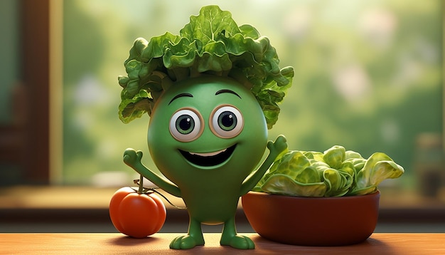 simpatico personaggio vegano pixar 3d