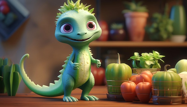 simpatico personaggio vegano pixar 3d