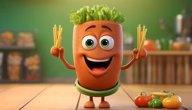 simpatico personaggio vegano pixar 3d