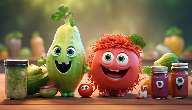 simpatico personaggio vegano pixar 3d