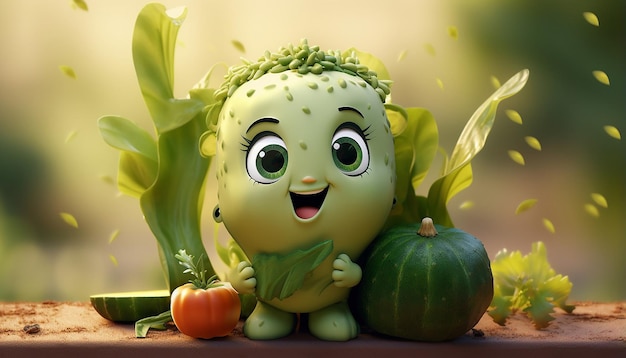 simpatico personaggio vegano pixar 3d