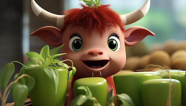 simpatico personaggio vegano pixar 3d