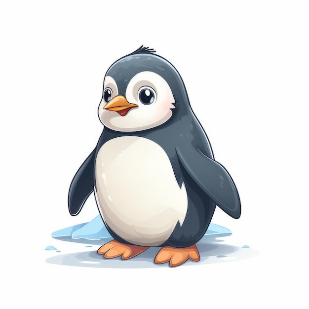 Simpatico Pinguino Cartone Animato Illustrazione Su Sfondo Bianco