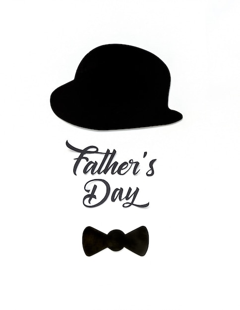 Simpatico poster con black hat e papillon per il miglior papà su sfondo bianco