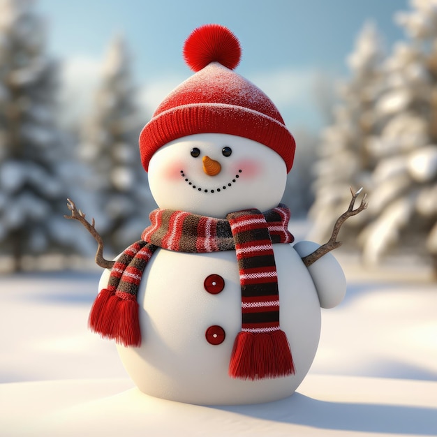 simpatico pupazzo di neve con neve Natale e felice anno nuovo