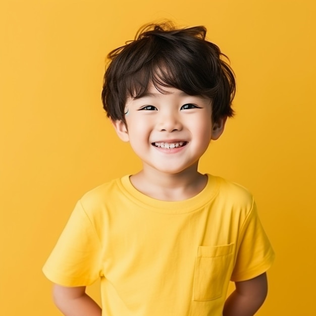 simpatico ragazzino asiatico con i capelli corti