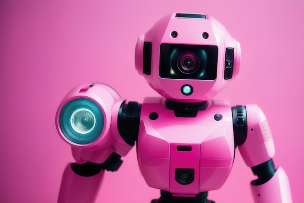 Simpatico robot Android rosa IA generativa