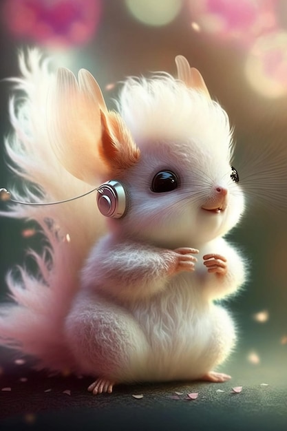 Simpatico scoiattolo birichino dei cartoni animati con le cuffie