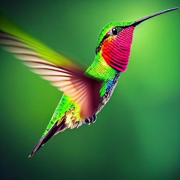 Simpatico uccello colibrì con piumaggio colorato primo piano